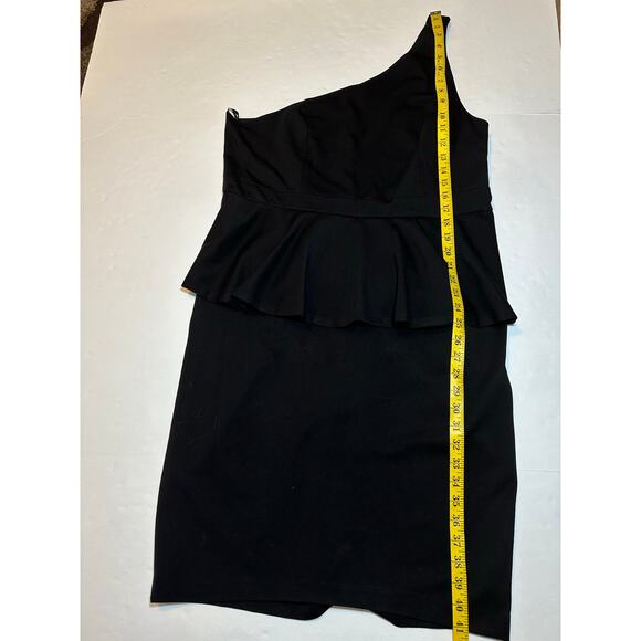 Torrid Black One Shoulder Peplum Zip Up BodyCon Cocktail Dress Stretch Size 18 - Picture 4 of 7